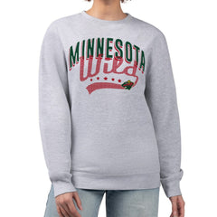 NHL Minnesota Wild G-III 4Her by Carl Banks Women's Filigree Team Graphic Fleece Pullover Sweatshirt - Heather Gray