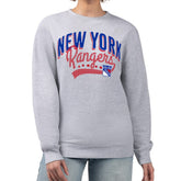 NHL New York Rangers G-III 4Her by Carl Banks Women's Filigree Team Graphic Fleece Pullover Sweatshirt - Heather Gray