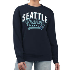 NHL Seattle Kraken G-III 4Her by Carl Banks Women's Filigree Team Graphic Fleece Pullover Sweatshirt - Deep Sea Blue