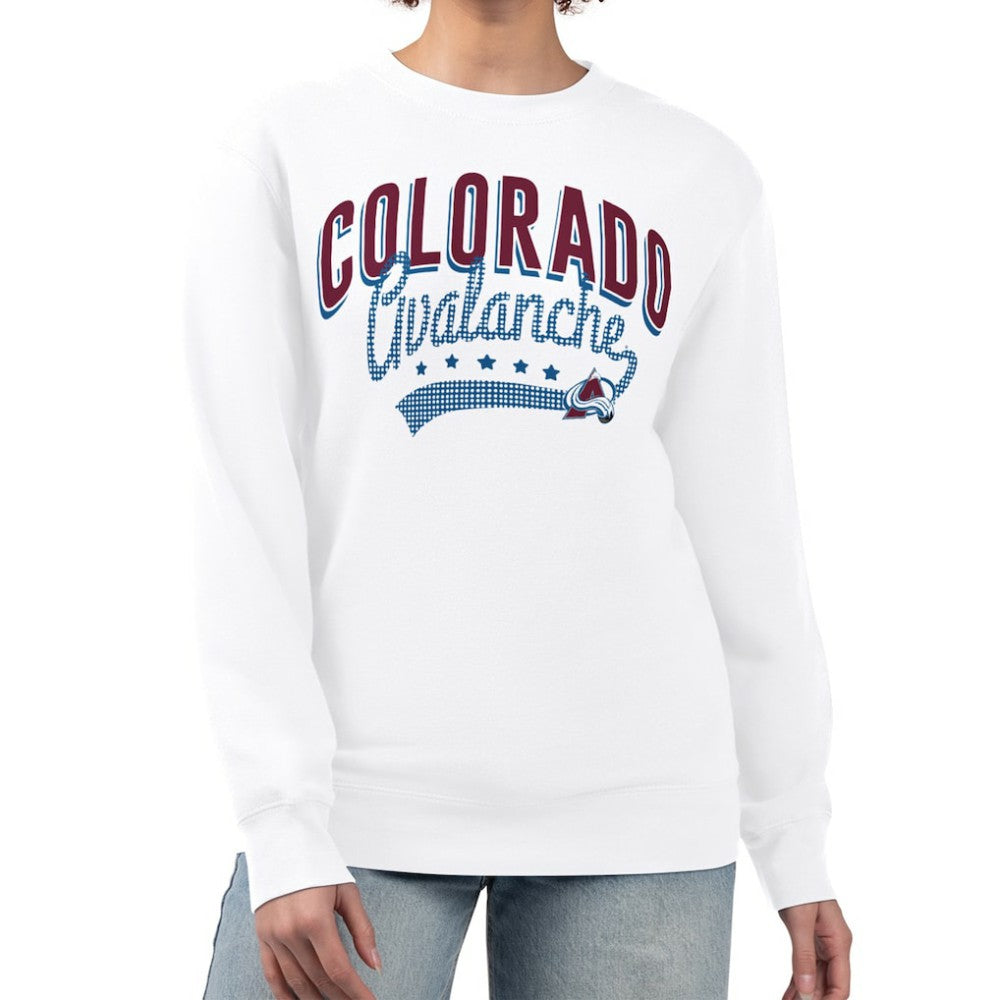 NHL Colorado Avalanche G-III 4Her by Carl Banks Women's Filigree Team Graphic Fleece Pullover Sweatshirt - White