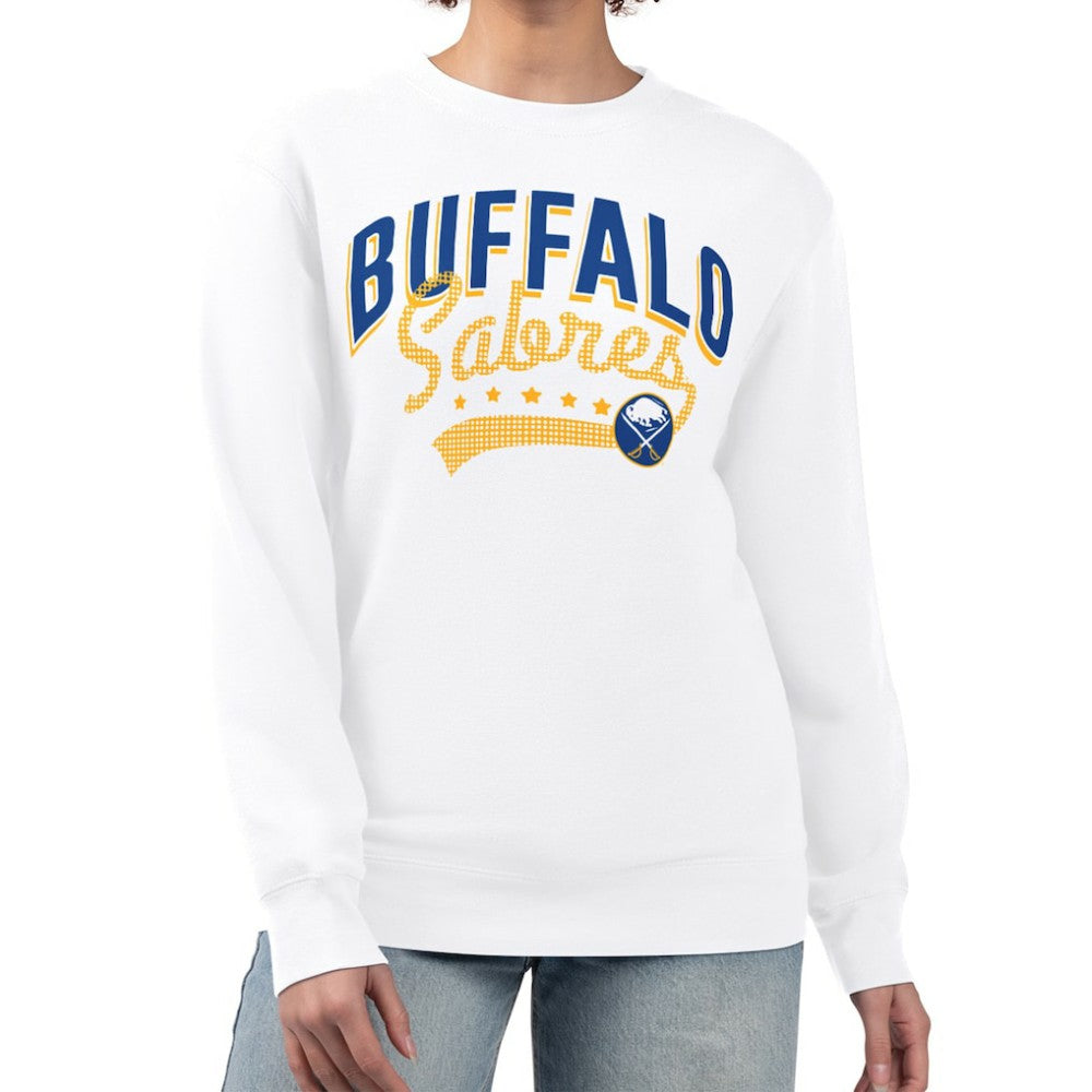 NHL Buffalo Sabres G-III 4Her by Carl Banks Women's Filigree Team Graphic Fleece Pullover Sweatshirt - White