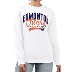 NHL Edmonton Oilers G-III 4Her by Carl Banks Women's Filigree Team Graphic Fleece Pullover Sweatshirt - White