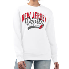 NHL New Jersey Devils G-III 4Her by Carl Banks Women's Filigree Team Graphic Fleece Pullover Sweatshirt - White