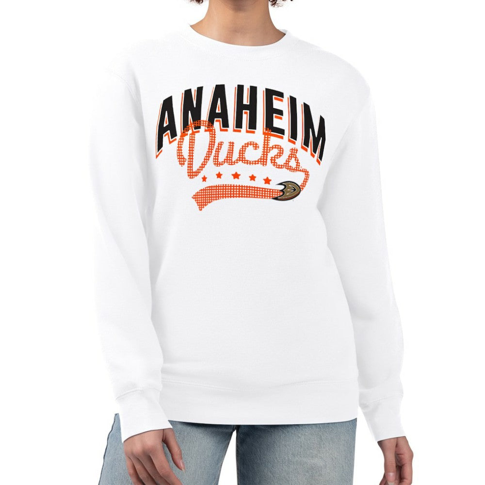 NHL Anaheim Ducks G-III 4Her by Carl Banks Women's Filigree Team Graphic Fleece Pullover Sweatshirt - White