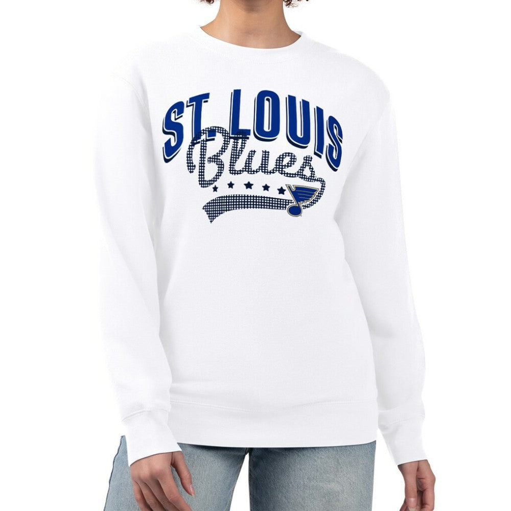 NHL St. Louis Blues G-III 4Her by Carl Banks Women's Filigree Team Graphic Fleece Pullover Sweatshirt - White