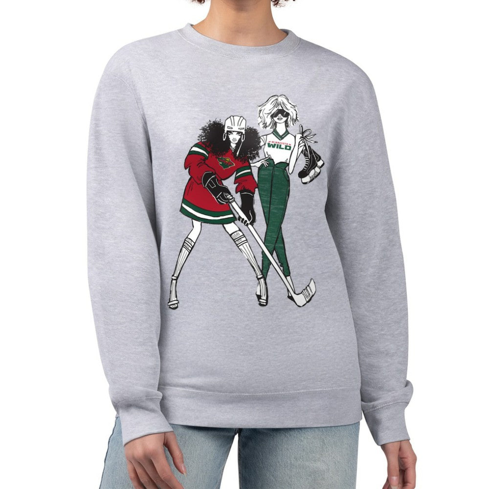 NHL Minnesota Wild G-III 4Her by Carl Banks Women's Hockey Girls Team Graphic Fleece Pullover Sweatshirt - Heather Gray