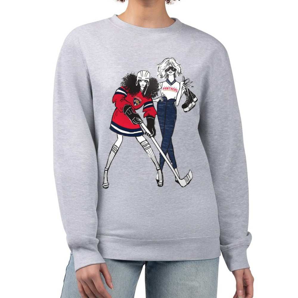 NHL Florida Panthers G-III 4Her by Carl Banks Women's Hockey Girls Team Graphic Fleece Pullover Sweatshirt - Heather Gray