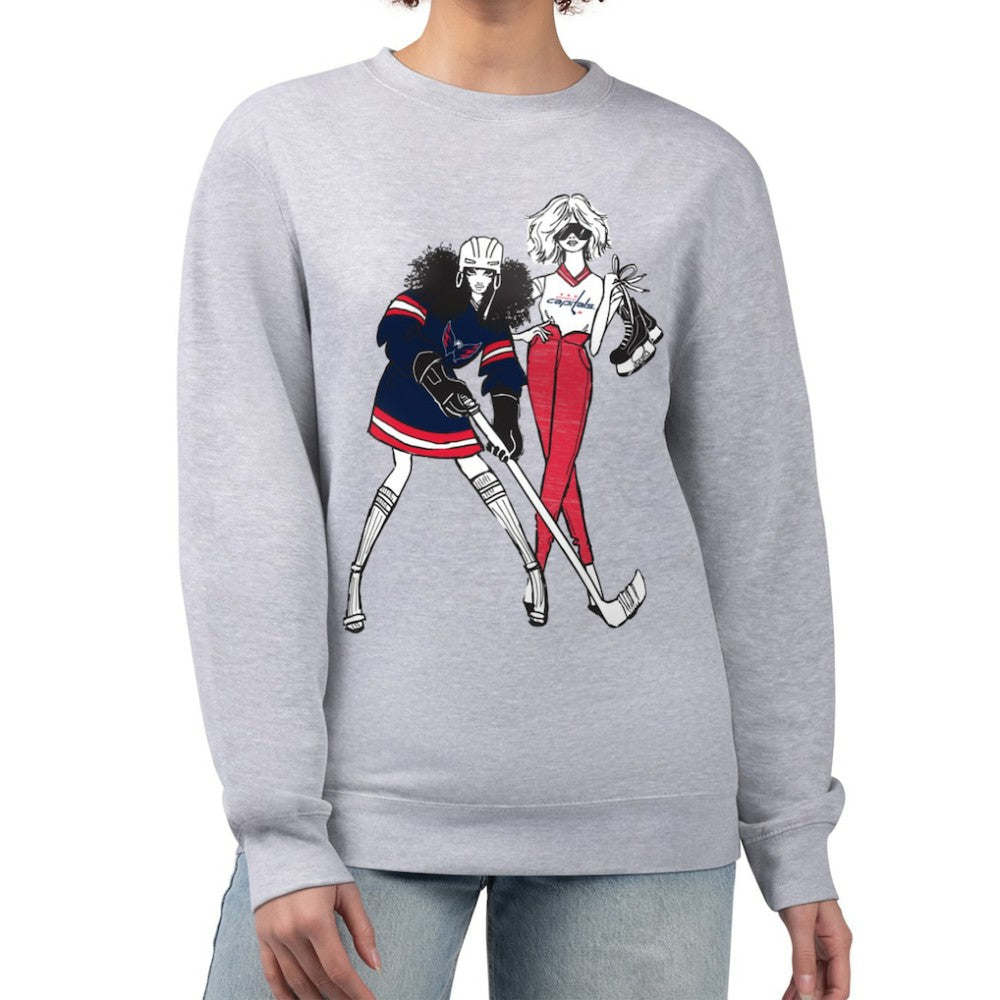 NHL Washington Capitals G-III 4Her by Carl Banks Women's Hockey Girls Team Graphic Fleece Pullover Sweatshirt - Heather Gray