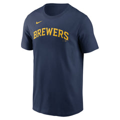 Jackson Chourio Milwaukee Brewers Nike Fuse Name & Number T-Shirt - Navy T-shirts