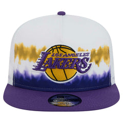 Los Angeles Lakers Dip-Dye 9FIFTY A-Frame Trucker Snapback Hat White/Purple