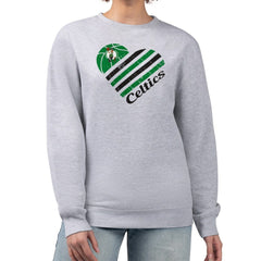 Boston Celtics G-III 4Her by Carl Banks Women's Heart Graphic Fleece Pullover Sweatshirt Heather Gray