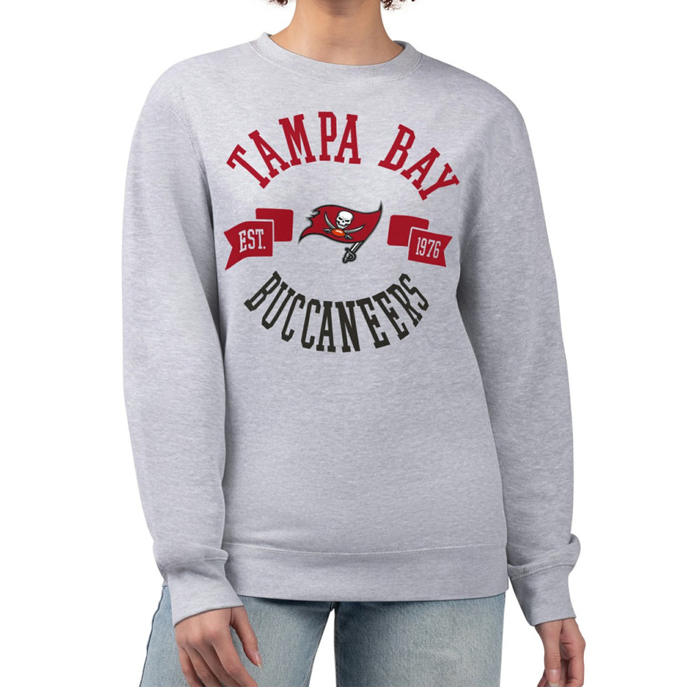 Tampa Bay Buccaneers G-III 4Her by Carl Banks Women's Large Team Graphic Fleece Pullover Sweatshirt Heather Gray