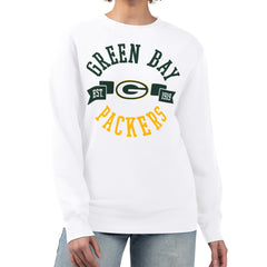 Green Bay Packers G-III 4Her by Carl Banks Women's Large Team Graphic Fleece Pullover Sweatshirt White