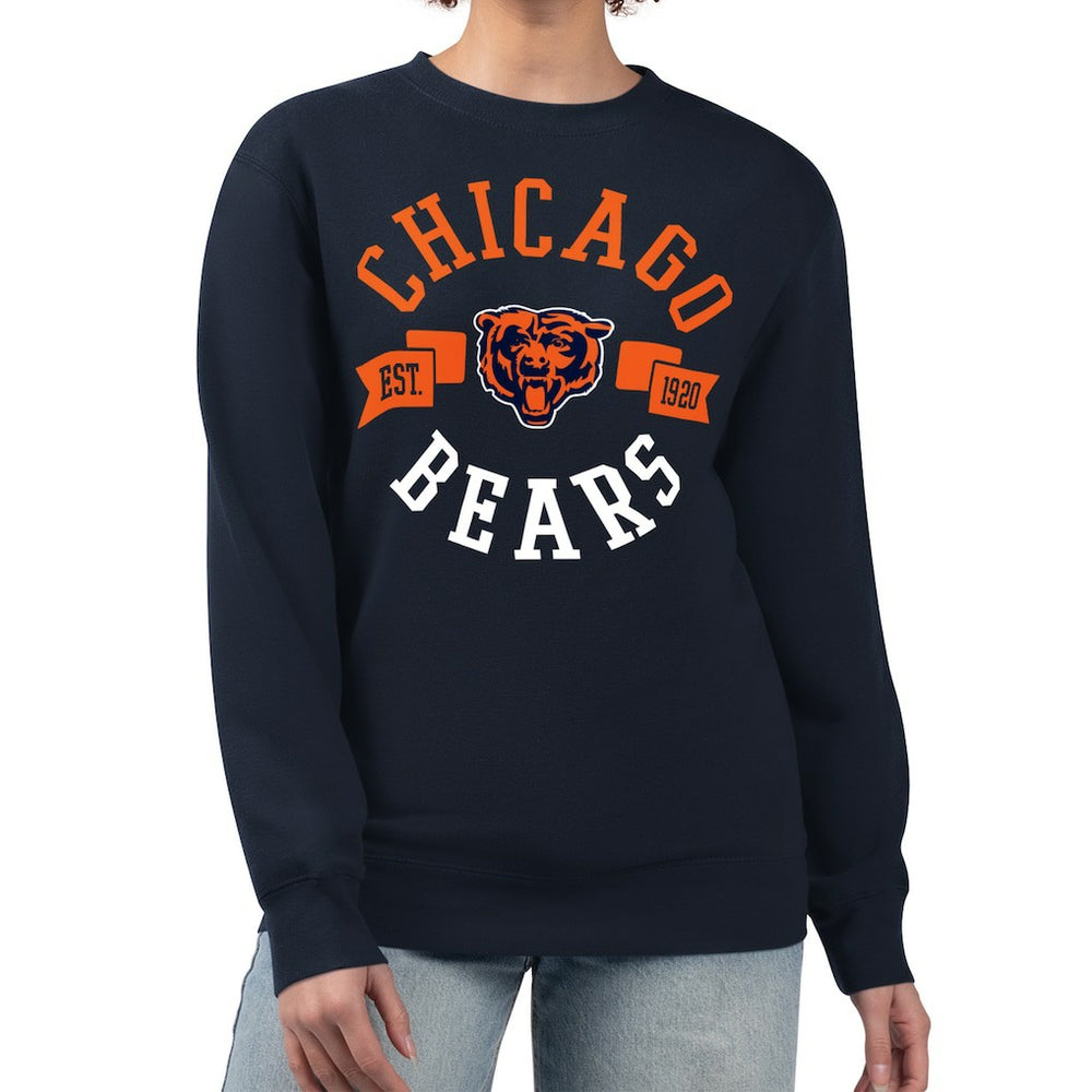 Chicago Bears G-III 4Her by Carl Banks Women's Large Team Graphic Fleece Pullover Sweatshirt Navy