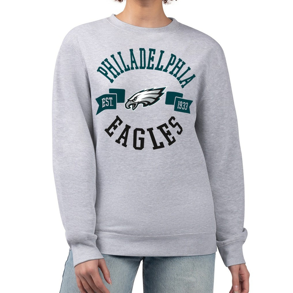 Philadelphia Eagles G-III 4Her by Carl Banks Women's Large Team Graphic Fleece Pullover Sweatshirt Heather Gray