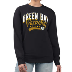 Green Bay Packers G-III 4Her by Carl Banks Women's Filigree Logo Graphic Fleece Pullover Sweatshirt Black