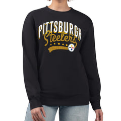 Pittsburgh Steelers G-III 4Her by Carl Banks Women's Filigree Logo Graphic Fleece Pullover Sweatshirt Black