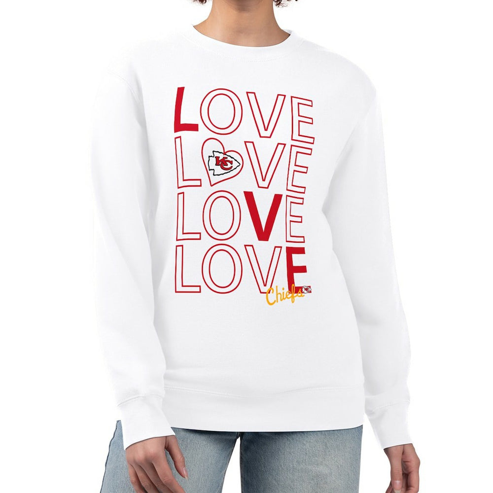 Kansas City Chiefs G-III 4Her by Carl Banks Women's Lots of Love Graphic Fleece Pullover Sweatshirt White