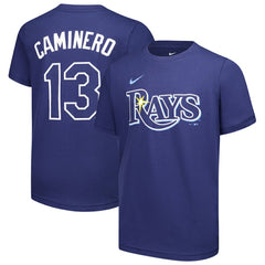 Junior Caminero Tampa Bay Rays Nike Youth Name & Number T-Shirt - Navy T-shirts