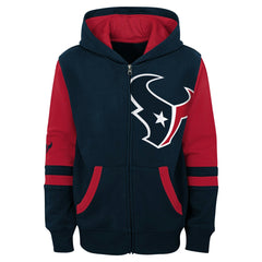 Houston Texans Youth Stadium Color-Block Full-Zip Hoodie Navy