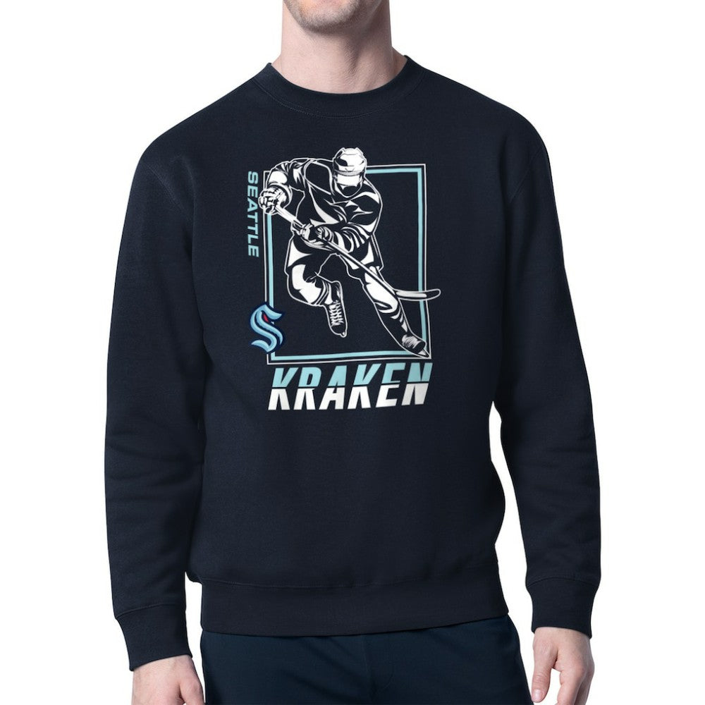 NHL Seattle Kraken Starter Player Grid Fleece Pullover Sweatshirt - Deep Sea Blue