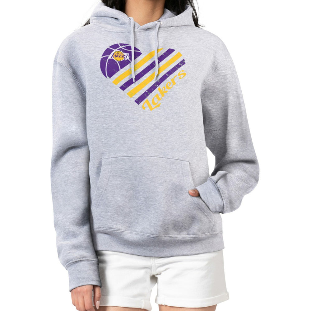 Los Angeles Lakers G-III 4Her by Carl Banks Women's Heart Pullover Hoodie - Heather Gray