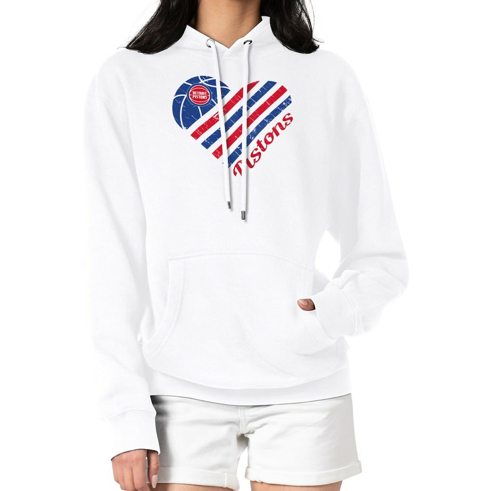 Detroit Pistons G-III 4Her by Carl Banks Women's Heart Pullover Hoodie - White