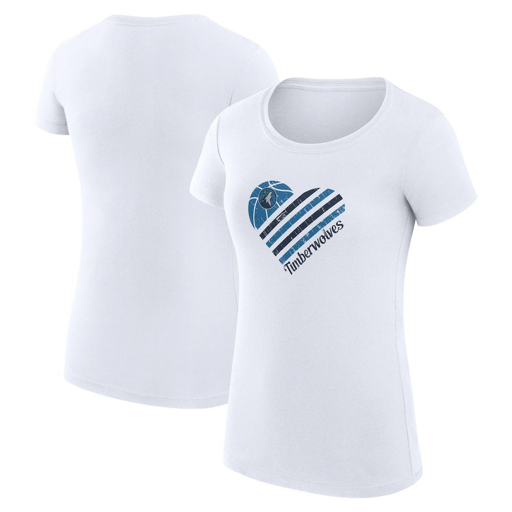 Minnesota Timberwolves G-III 4Her by Carl Banks Women's Super-Slim Fit Lightweight Heart T-Shirt White