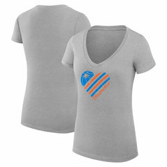 Oklahoma City Thunder G-III 4Her by Carl Banks Women's Super-Slim Fit Lightweight Heart V-Neck T-Shirt Heather Gray