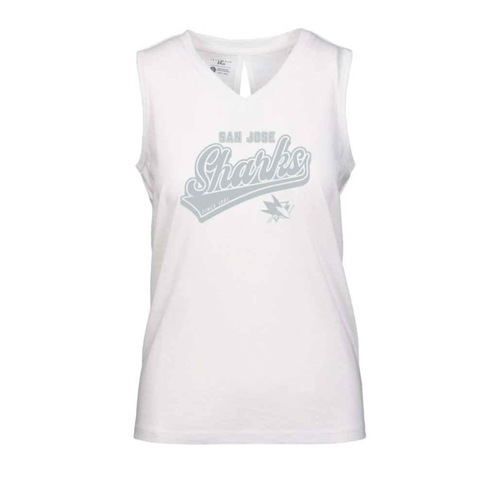 NHL San Jose Sharks Levelwear Women's Paisley Sweep V-Neck Tank Top - White