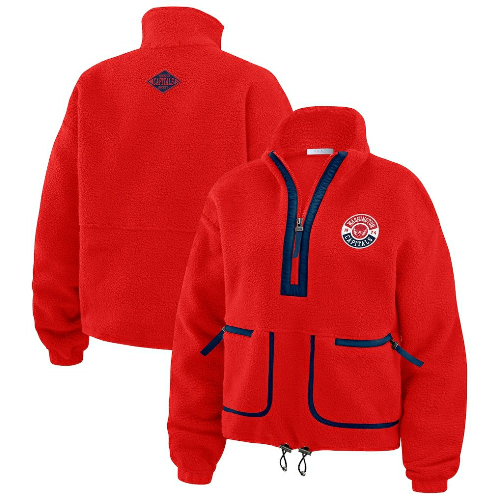 NHL Washington Capitals WEAR by Erin Andrews Women's Polar Fleece Half-Zip Jacket - Red