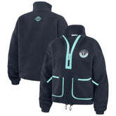 NHL Seattle Kraken WEAR by Erin Andrews Women's Polar Fleece Half-Zip Jacket - Deep Sea Blue