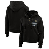 NHL Vegas Golden Knights WEAR by Erin Andrews Women's Waffle-Knit Pullover Hoodie - Black