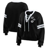 NHL Los Angeles Kings WEAR by Erin Andrews Women's Cropped Lace-Up Sweater - Black