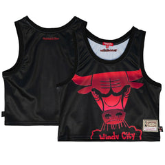Chicago Bulls Women's Hardwood Classics Big Face 4.0 Cropped Tank Top Black