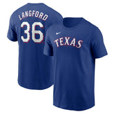 Wyatt Langford Texas Rangers Nike Fuse Name & Number T-Shirt - Royal T-shirts