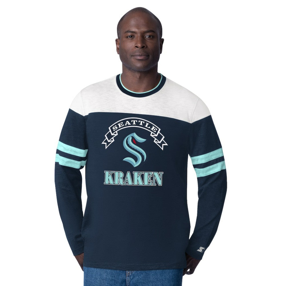 NHL Seattle Kraken Starter Blitz Durene Long Sleeve T-Shirt - Deep Sea Blue