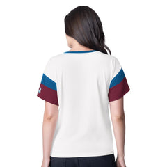 NHL Colorado Avalanche G-III 4Her by Carl Banks Women's Rink Oversized Rhinestone V-Neck T-Shirt - White