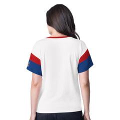 NHL New York Rangers G-III 4Her by Carl Banks Women's Rink Oversized Rhinestone V-Neck T-Shirt - White