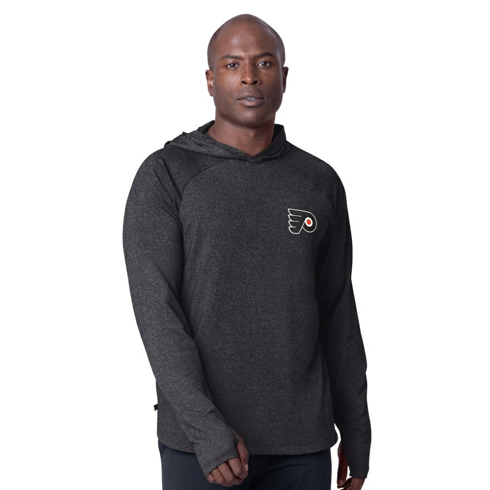 NHL Philadelphia Flyers MSX by Michael Strahan Fast Track Raglan Long Sleeve Hoodie T-Shirt - Black