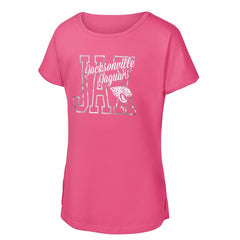 Jacksonville Jaguars Girls Youth Signal Caller Dolman T-Shirt Pink
