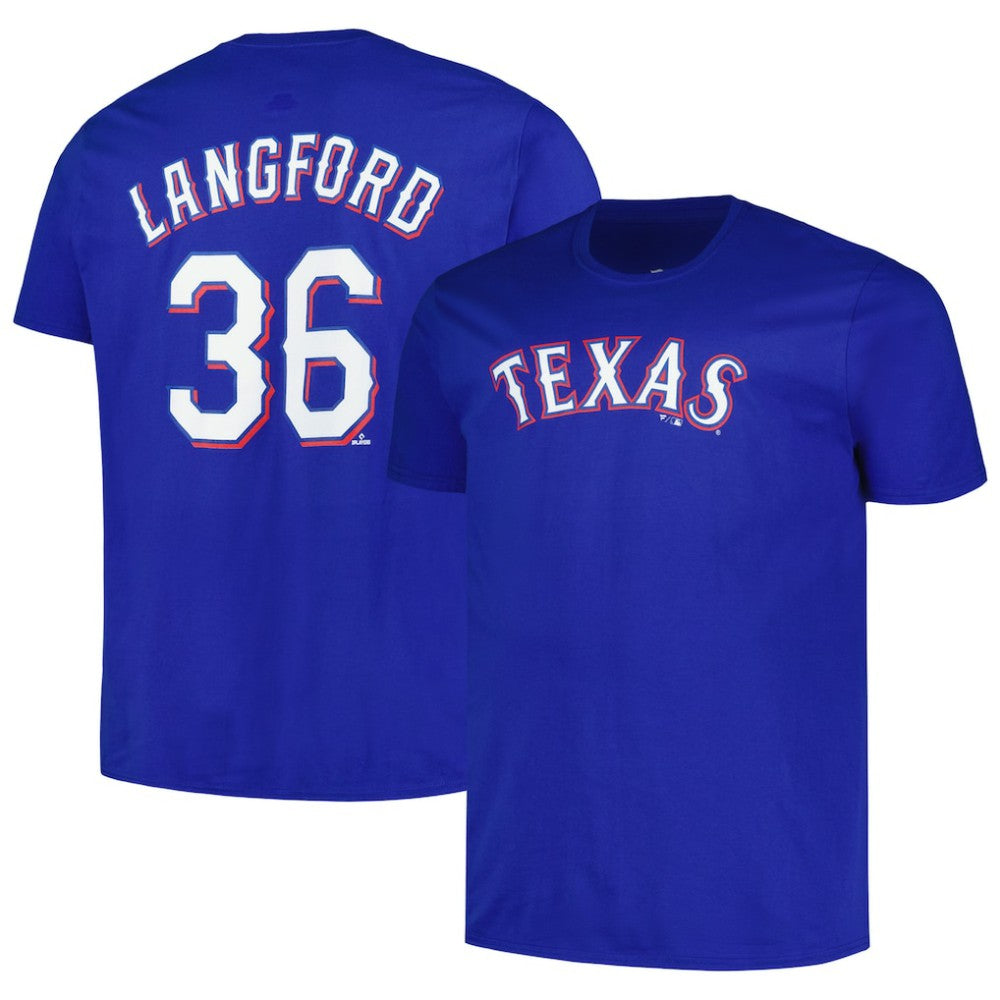 Wyatt Langford Texas Rangers Fanatics Big & Tall Name & Number T-Shirt - Royal T-shirts