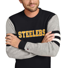 Pittsburgh Steelers Tommy Hilfiger Acrylic Crewneck Pullover Sweater Black/Heather Gray
