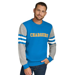 Los Angeles Chargers Tommy Hilfiger Acrylic Crewneck Pullover Sweater Powder Blue/Heather Gray