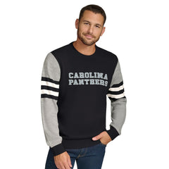 Carolina Panthers Tommy Hilfiger Acrylic Crewneck Pullover Sweater Black/Heather Gray