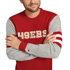 San Francisco 49ers Tommy Hilfiger Acrylic Crewneck Pullover Sweater Scarlet/Heather Gray