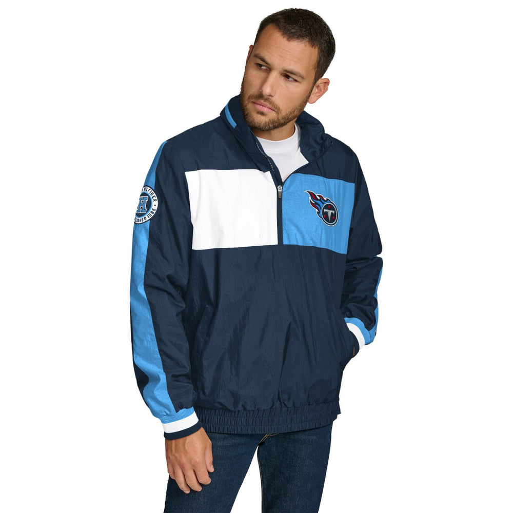 Tennessee Titans Tommy Hilfiger Gael Lightweight Half-Zip Hoodie Jacket Navy