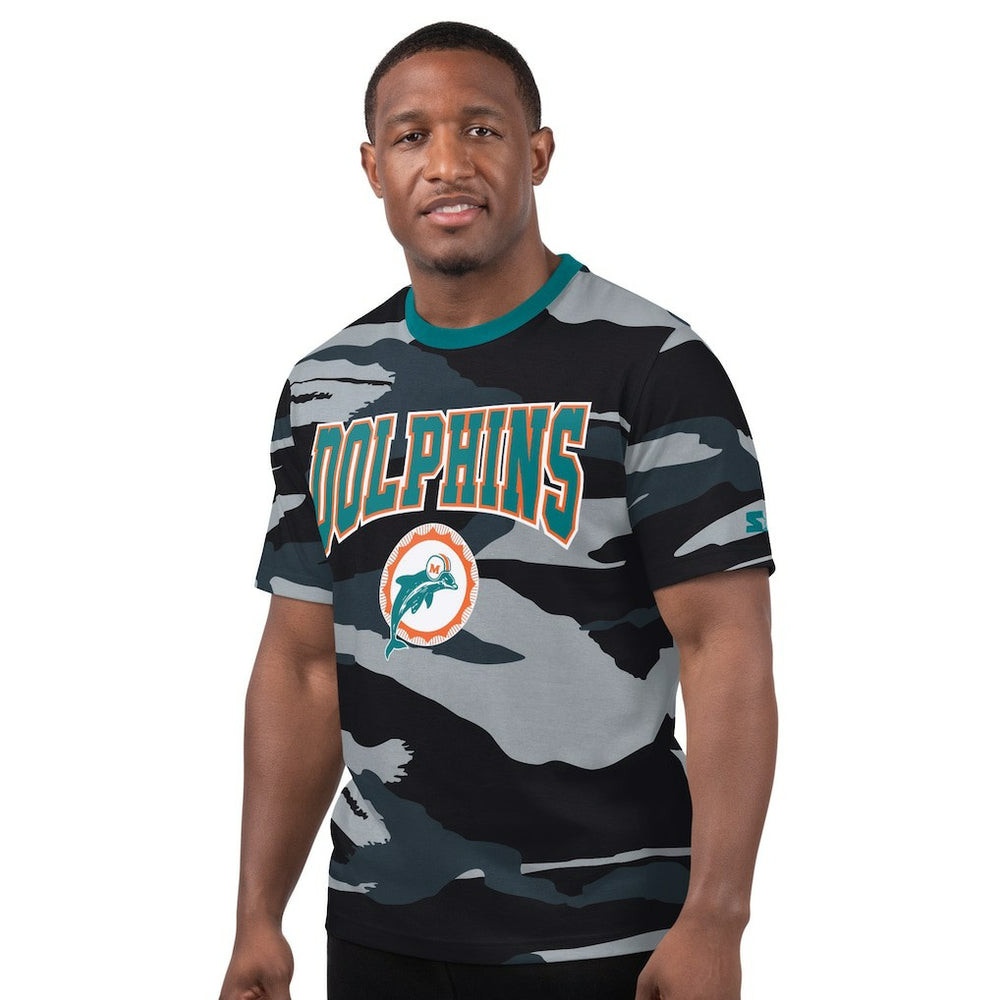Miami Dolphins Starter Thursday Night Gridiron Classics Vintage Logo T-Shirt Camo/Gray