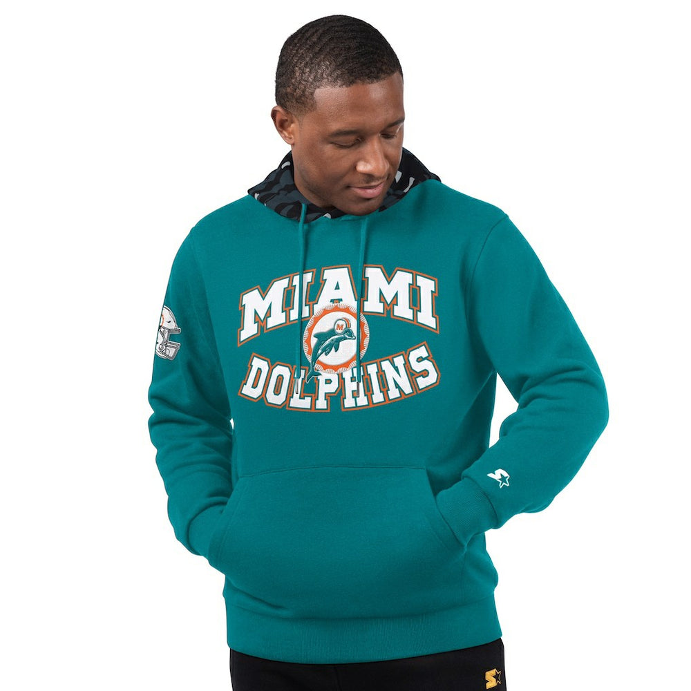 Miami Dolphins Starter Thursday Night Gridiron Vintage Logo Pullover Hoodie Aqua