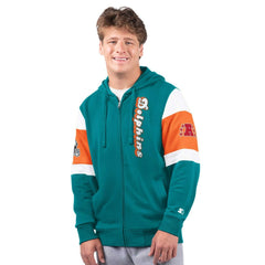 Miami Dolphins Starter Extreme Vintage Logo Full-Zip Hoodie Aqua
